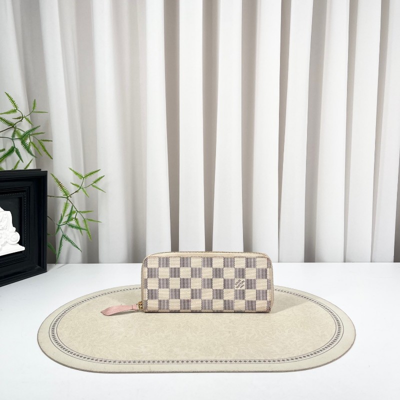 LV路易威登 白棋盤格拉鏈長款錢包 手拿包 經典款式 實用耐造-0