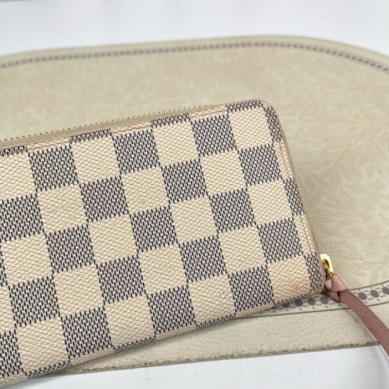 LV路易威登 白棋盤格拉鏈長款錢包 手拿包 經典款式 實用耐造-4