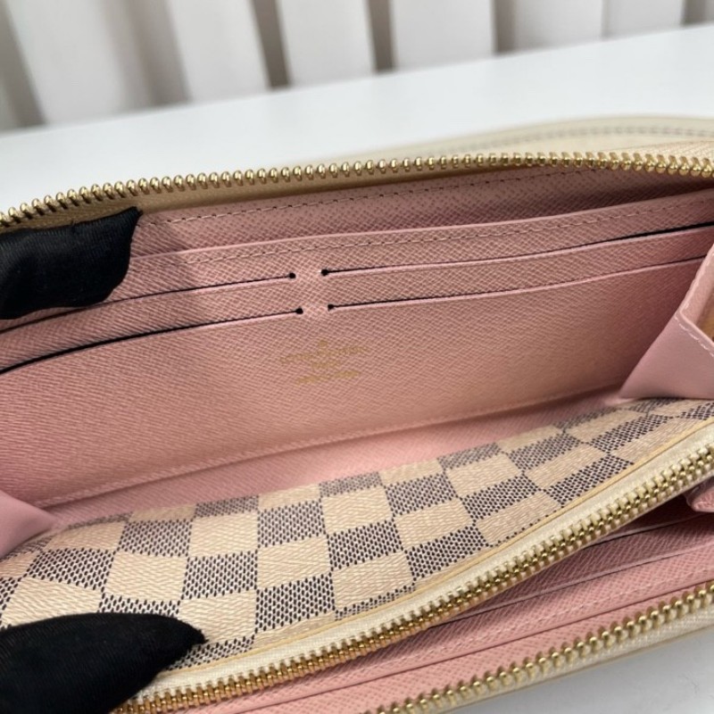 LV路易威登 白棋盤格拉鏈長款錢包 手拿包 經典款式 實用耐造-17