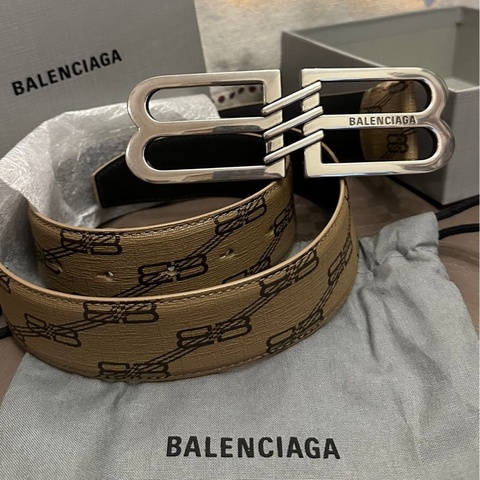 巴黎世家腰帶雙B 閒置 未使用 bb標誌 皮帶 老花鎖扣腰帶 男士 Balenciaga belt men