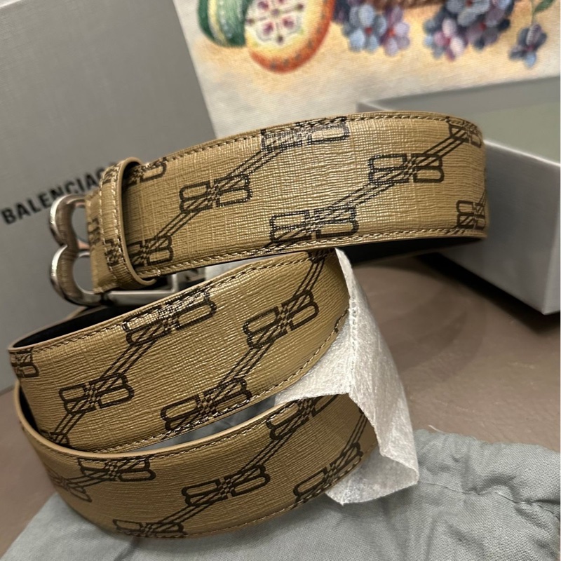 巴黎世家腰帶雙B 閒置 未使用 bb標誌 皮帶 老花鎖扣腰帶 男士 Balenciaga belt men-3