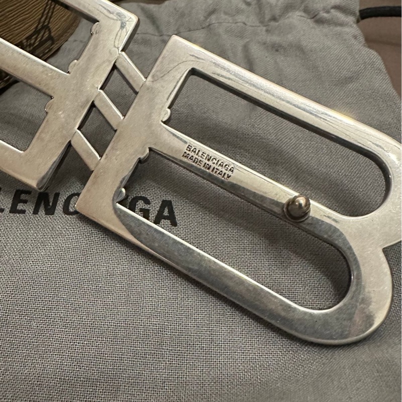 巴黎世家腰帶雙B 閒置 未使用 bb標誌 皮帶 老花鎖扣腰帶 男士 Balenciaga belt men-4