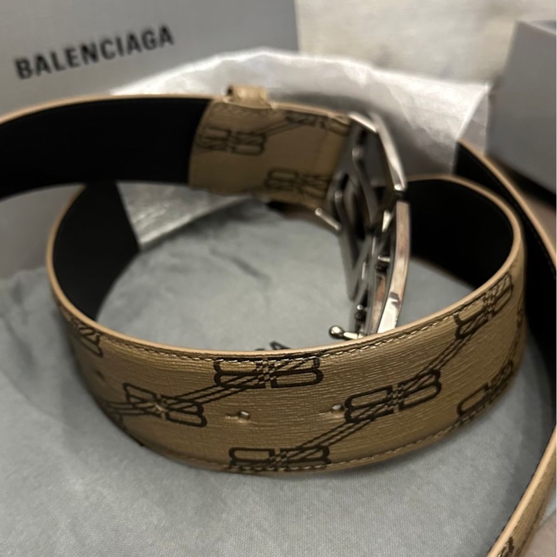 巴黎世家腰帶雙B 閒置 未使用 bb標誌 皮帶 老花鎖扣腰帶 男士 Balenciaga belt men-8