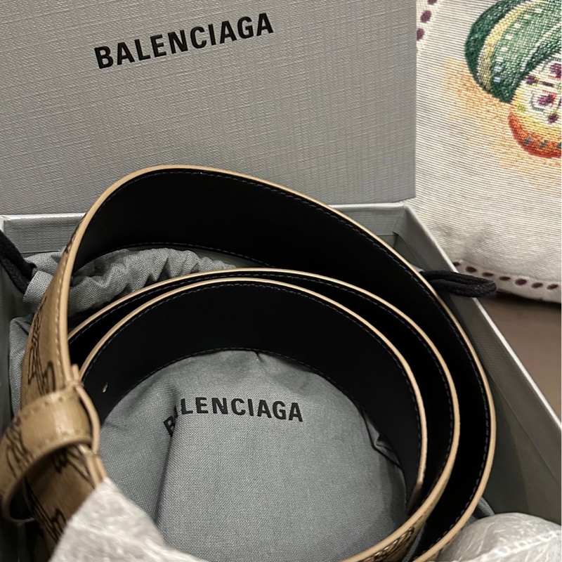 巴黎世家腰帶雙B 閒置 未使用 bb標誌 皮帶 老花鎖扣腰帶 男士 Balenciaga belt men-10