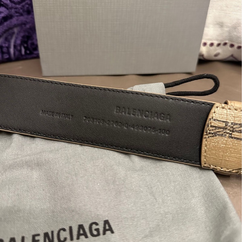 巴黎世家腰帶雙B 閒置 未使用 bb標誌 皮帶 老花鎖扣腰帶 男士 Balenciaga belt men-12