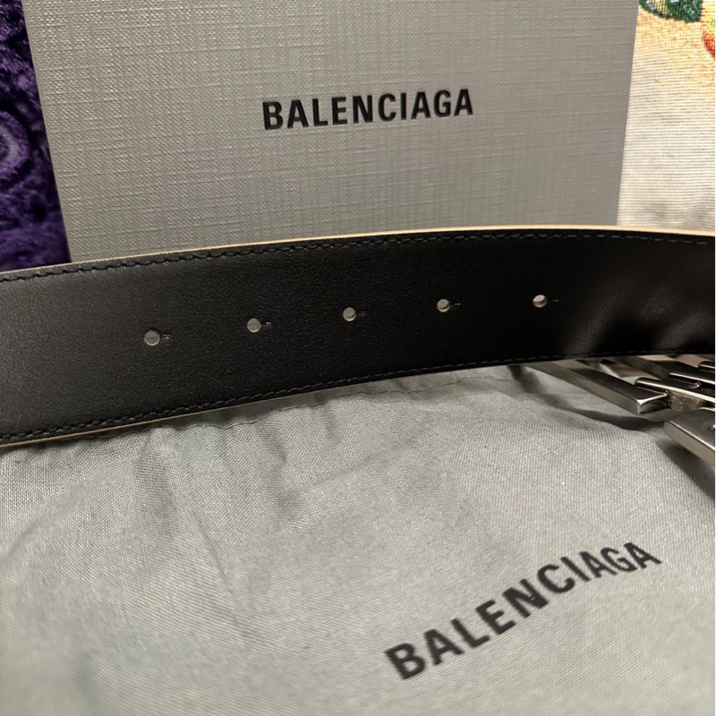 巴黎世家腰帶雙B 閒置 未使用 bb標誌 皮帶 老花鎖扣腰帶 男士 Balenciaga belt men-13