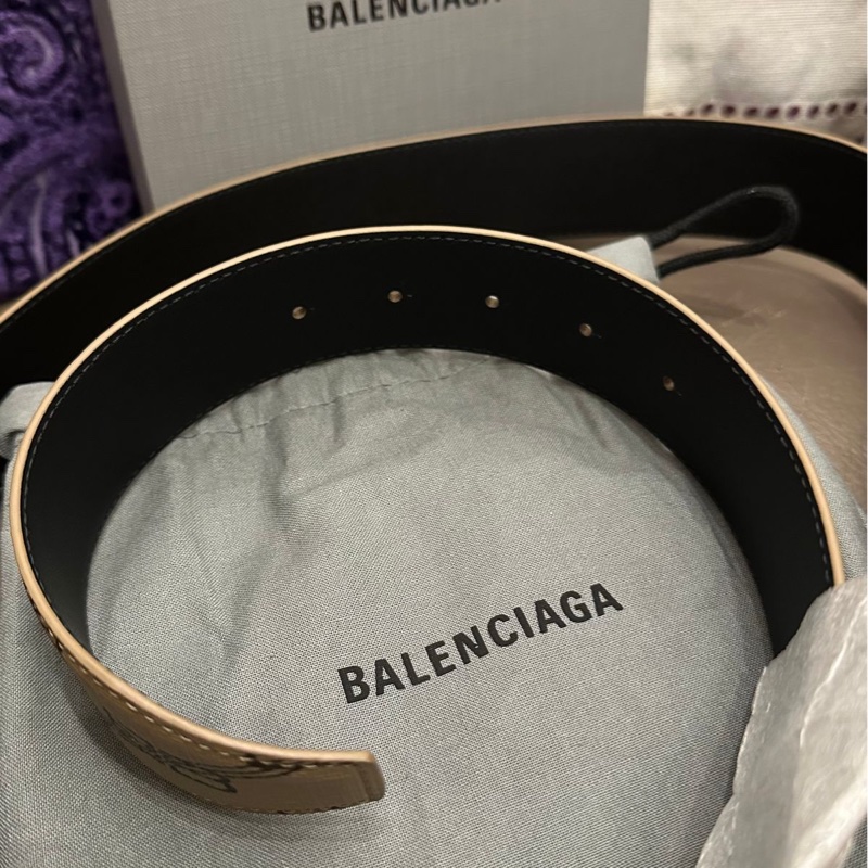 巴黎世家腰帶雙B 閒置 未使用 bb標誌 皮帶 老花鎖扣腰帶 男士 Balenciaga belt men-15