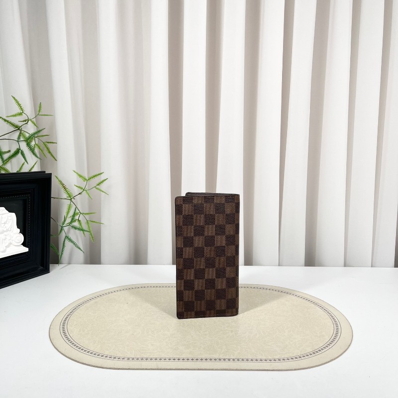 LV路易威登 棕色棋盤格對折長款錢包 棕色內裡 內裡卡位多 容量大-1