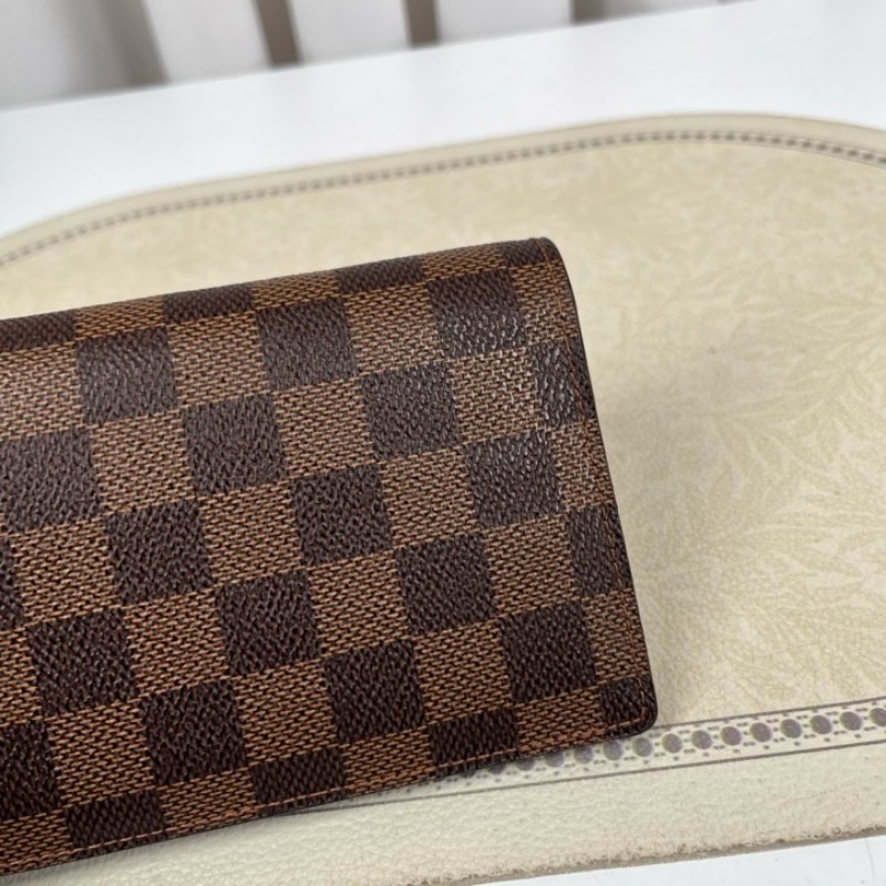 LV路易威登 棕色棋盤格對折長款錢包 棕色內裡 內裡卡位多 容量大-4
