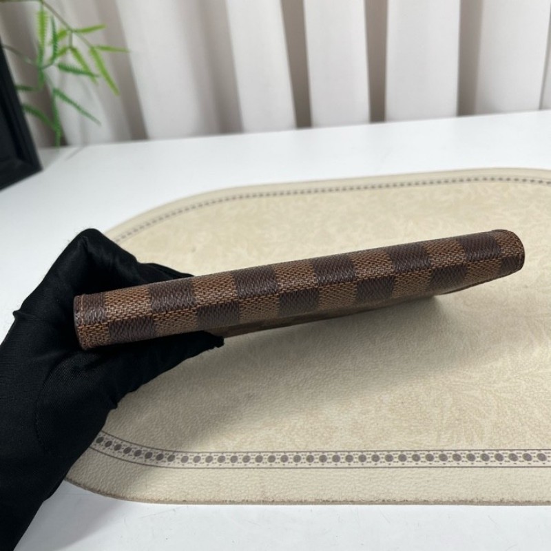 LV路易威登 棕色棋盤格對折長款錢包 棕色內裡 內裡卡位多 容量大-9