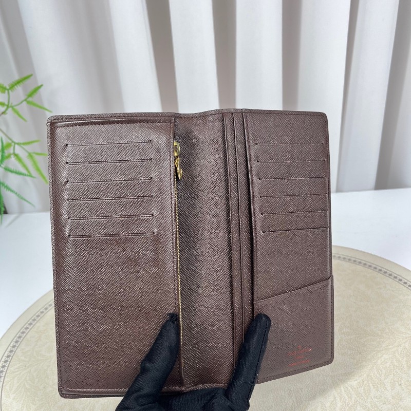 LV路易威登 棕色棋盤格對折長款錢包 棕色內裡 內裡卡位多 容量大-11