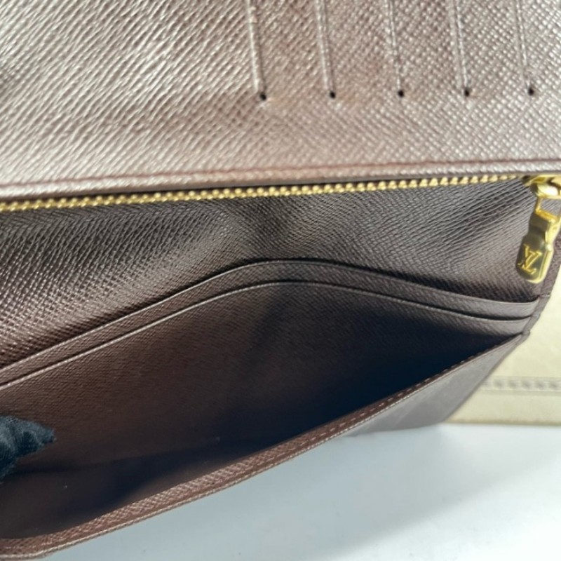 LV路易威登 棕色棋盤格對折長款錢包 棕色內裡 內裡卡位多 容量大-12