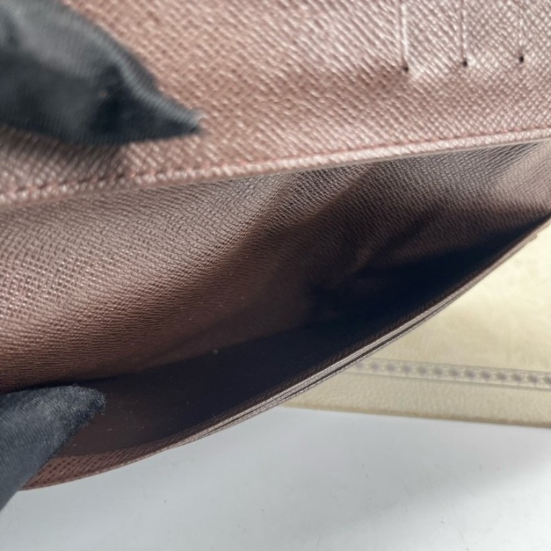 LV路易威登 棕色棋盤格對折長款錢包 棕色內裡 內裡卡位多 容量大-13