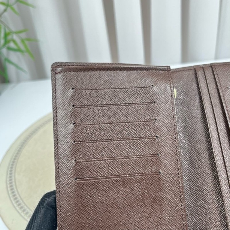 LV路易威登 棕色棋盤格對折長款錢包 棕色內裡 內裡卡位多 容量大-18