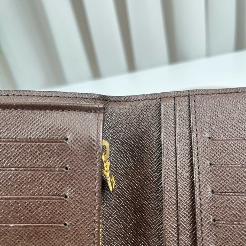 LV路易威登 棕色棋盤格對折長款錢包 棕色內裡 內裡卡位多 容量大-20