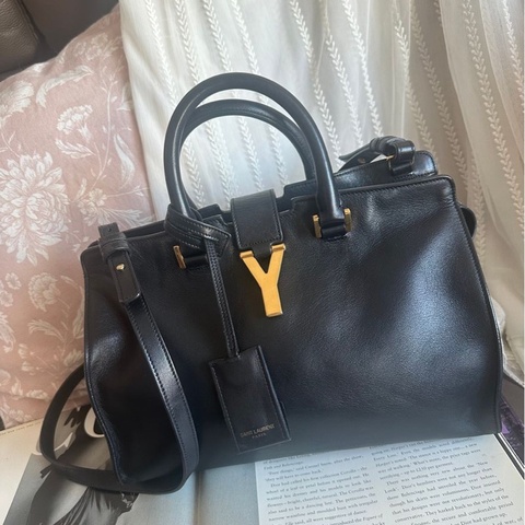 YSL 聖羅蘭 黑色皮革 醫生包 Y字包 cabas chyc 斜挎包單肩包  手提包 aaint laurent