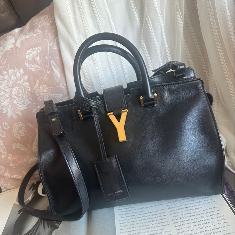 YSL 聖羅蘭 黑色皮革 醫生包 Y字包 cabas chyc 斜挎包單肩包 手提包 aaint laurent-0