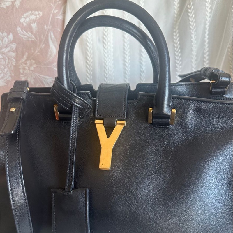 YSL 聖羅蘭 黑色皮革 醫生包 Y字包 cabas chyc 斜挎包單肩包 手提包 aaint laurent-2
