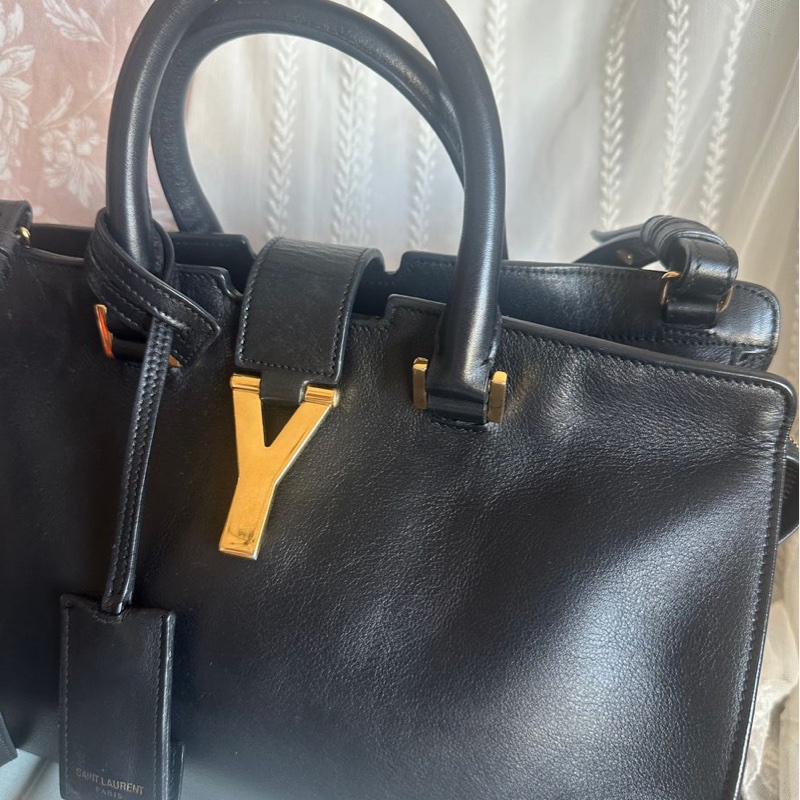 YSL 聖羅蘭 黑色皮革 醫生包 Y字包 cabas chyc 斜挎包單肩包 手提包 aaint laurent-4