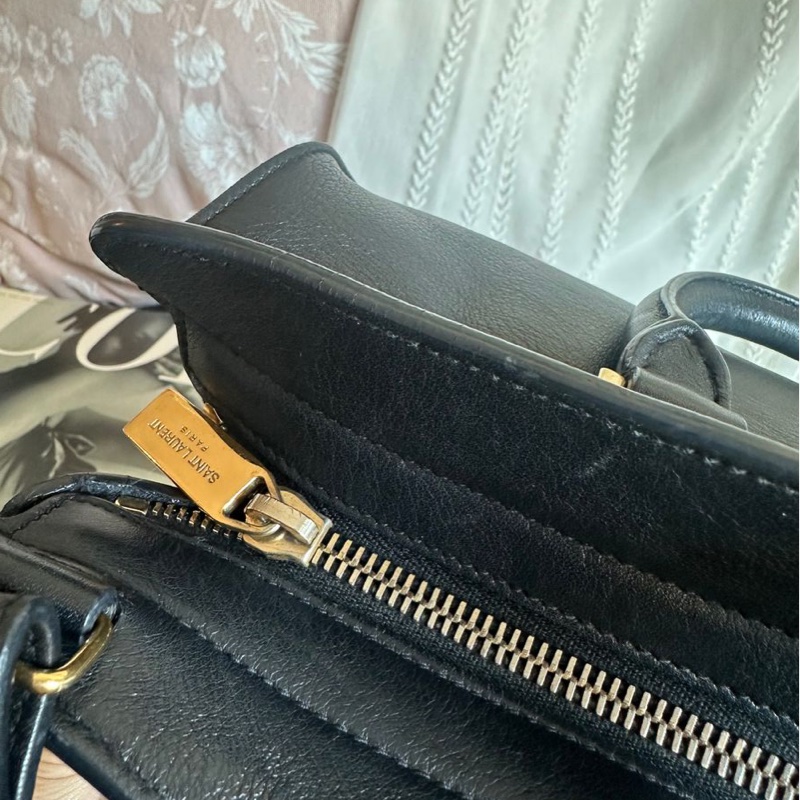 YSL 聖羅蘭 黑色皮革 醫生包 Y字包 cabas chyc 斜挎包單肩包 手提包 aaint laurent-11