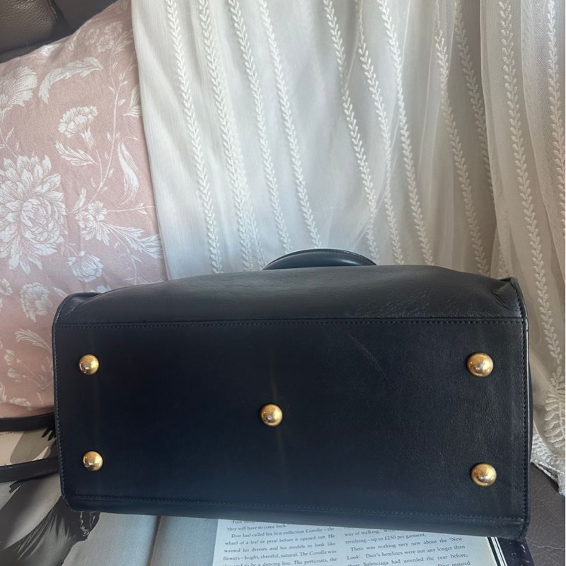 YSL 聖羅蘭 黑色皮革 醫生包 Y字包 cabas chyc 斜挎包單肩包 手提包 aaint laurent-16