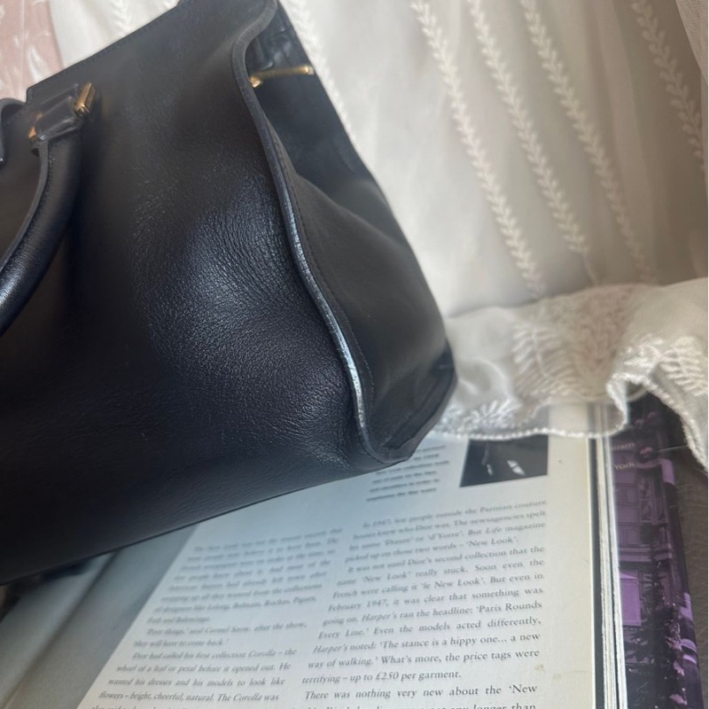 YSL 聖羅蘭 黑色皮革 醫生包 Y字包 cabas chyc 斜挎包單肩包 手提包 aaint laurent-19