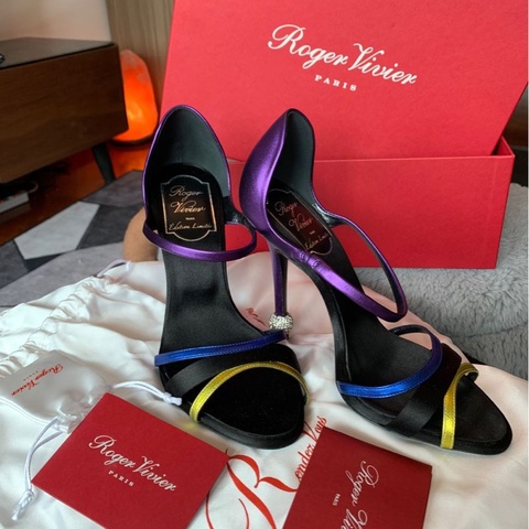 羅傑·維維亞 限量版 閒置 多色拼接高跟涼鞋 Roger Vivier heels limited edition