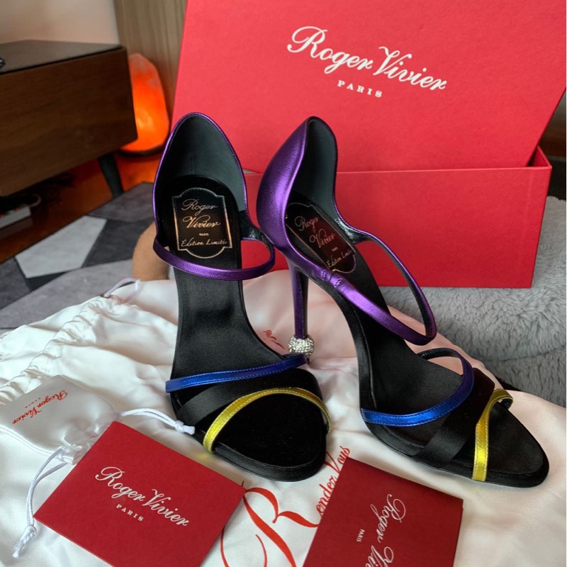 羅傑·維維亞 限量版 閒置 多色拼接高跟涼鞋 Roger Vivier heels limited edition-0