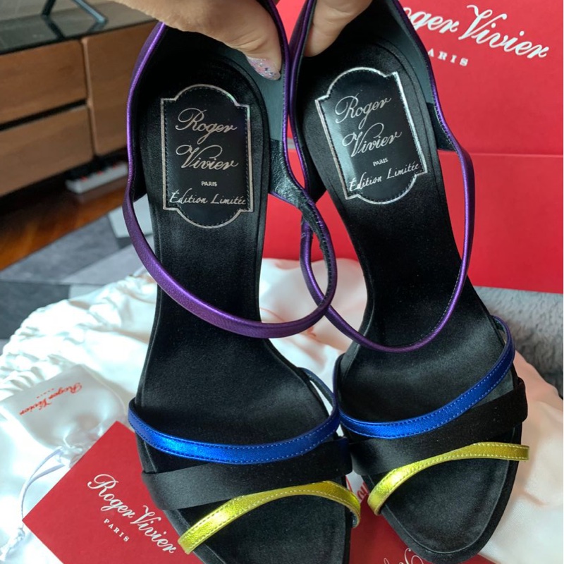 羅傑·維維亞 限量版 閒置 多色拼接高跟涼鞋 Roger Vivier heels limited edition-1