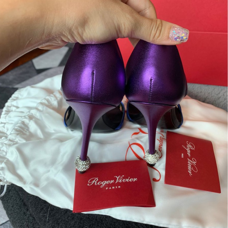 羅傑·維維亞 限量版 閒置 多色拼接高跟涼鞋 Roger Vivier heels limited edition-3