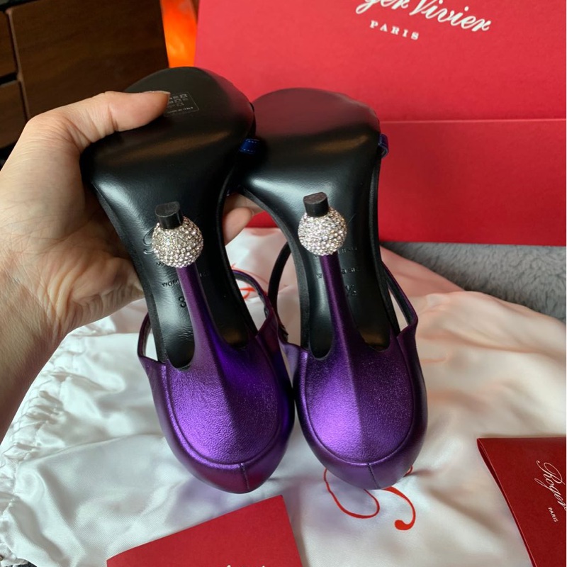 羅傑·維維亞 限量版 閒置 多色拼接高跟涼鞋 Roger Vivier heels limited edition-10