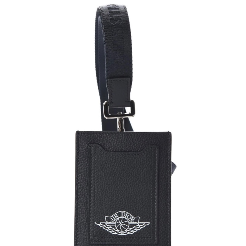 Dior x Air Jordan 限量聯名款 海軍藍 皮革識別證套 證件套 卡夾 名片夾 掛繩卡包-0