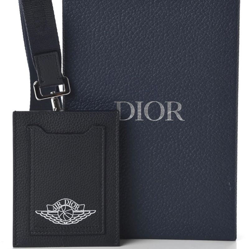 Dior x Air Jordan 限量聯名款 海軍藍 皮革識別證套 證件套 卡夾 名片夾 掛繩卡包-1