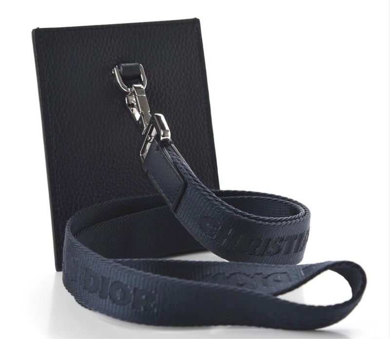 Dior x Air Jordan 限量聯名款 海軍藍 皮革識別證套 證件套 卡夾 名片夾 掛繩卡包-2