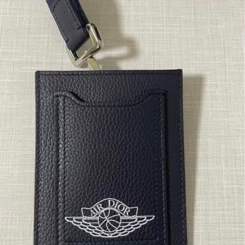 Dior x Air Jordan 限量聯名款 海軍藍 皮革識別證套 證件套 卡夾 名片夾 掛繩卡包-4