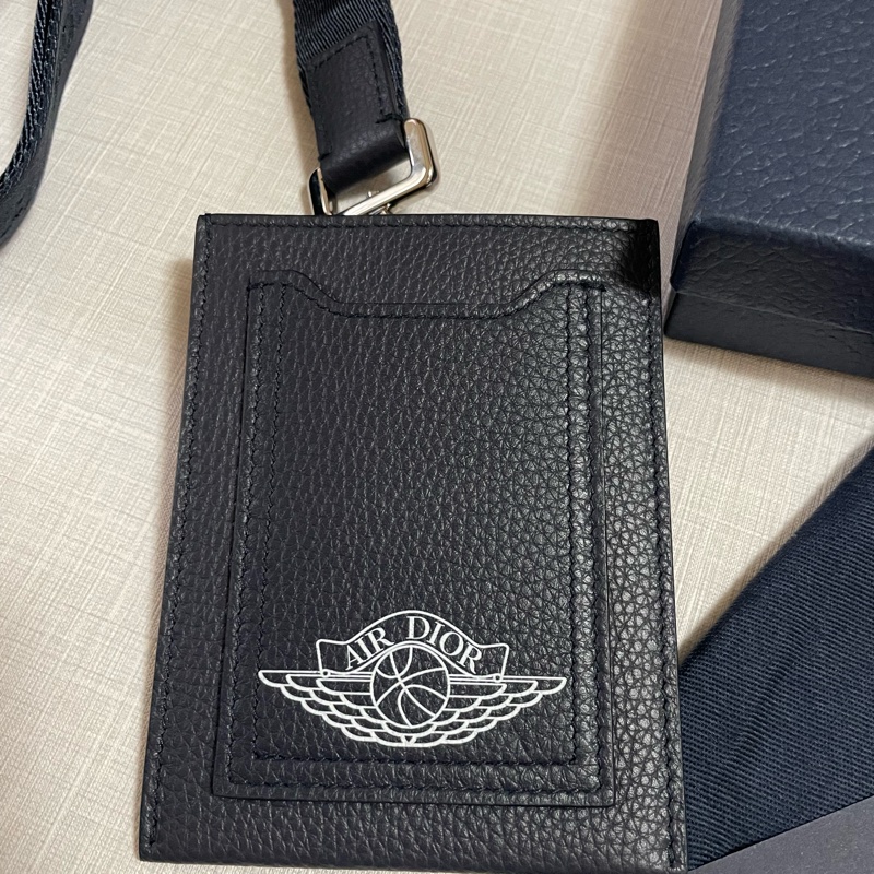Dior x Air Jordan 限量聯名款 海軍藍 皮革識別證套 證件套 卡夾 名片夾 掛繩卡包-5