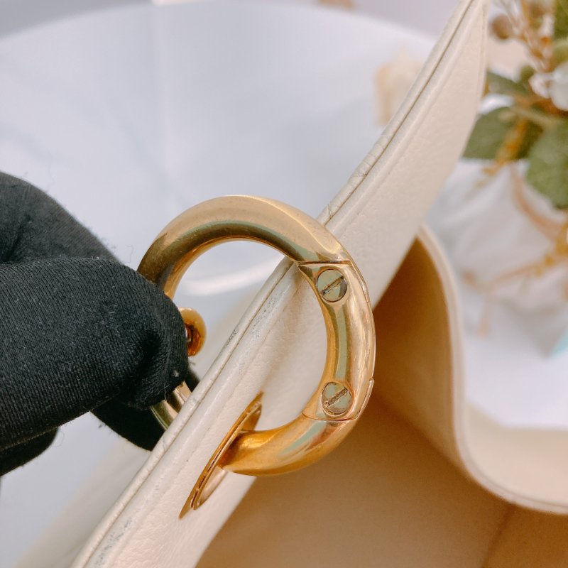 MS0611 Chanel 香奈兒 中古 大CC LOGO 中號 魚子醬牛皮 荔枝紋 米色 淡黃色 金扣 鏈條手提包 Vintage Medium Tote Bag Caviar Light Yellow x GHW-11