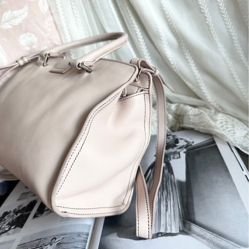 YSL 聖羅蘭 saint laurent cabas 醫生包 粉色牛皮 粉紅色 側背包 斜背包 手提包-9