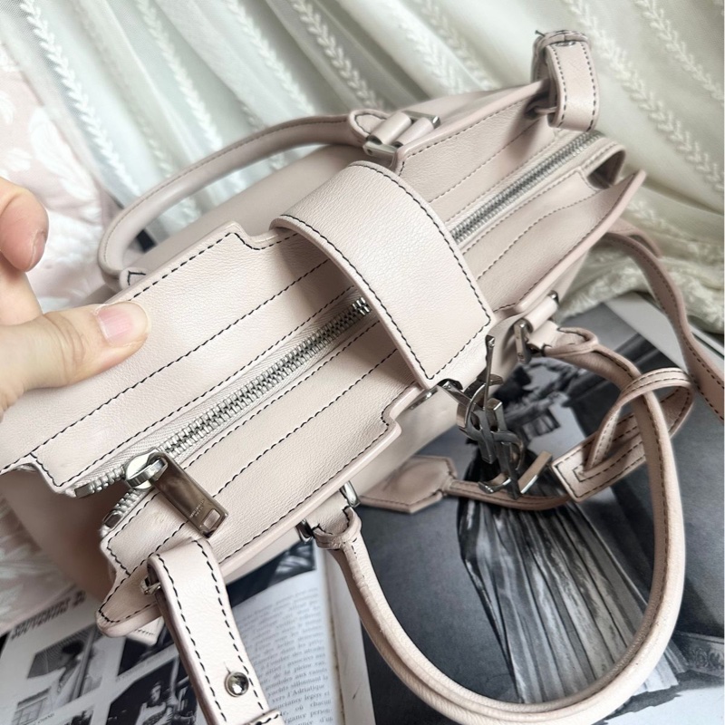 YSL 聖羅蘭 saint laurent cabas 醫生包 粉色牛皮 粉紅色 側背包 斜背包 手提包-11