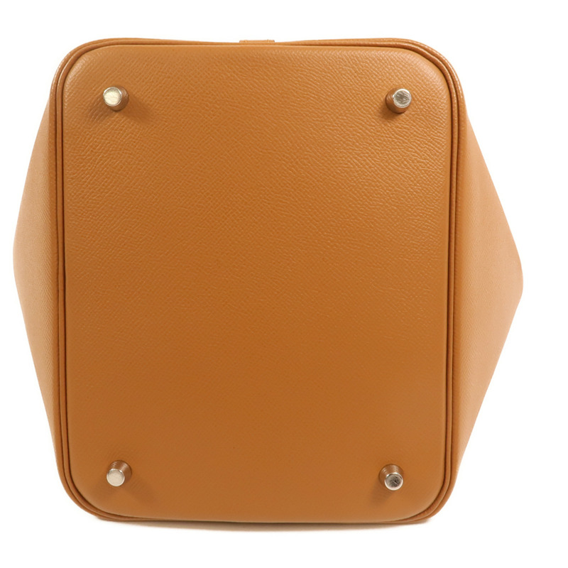 HERMES Epsom皮革Picotin MM銀扣手挽袋Gold-3