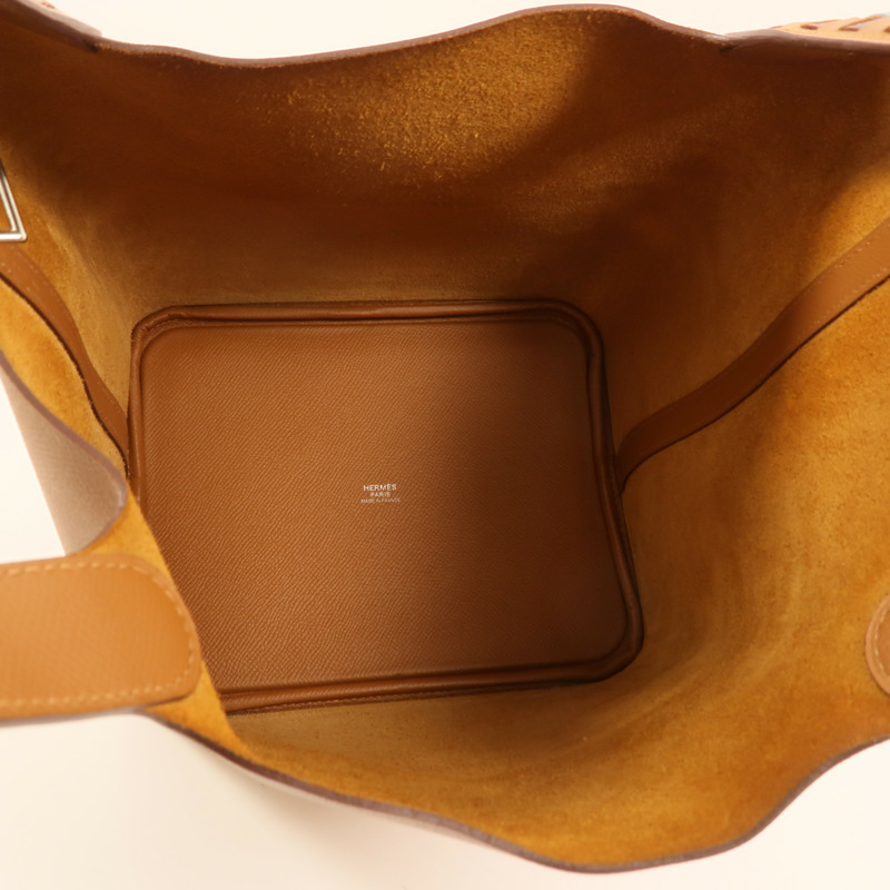 HERMES Epsom皮革Picotin MM銀扣手挽袋Gold-4