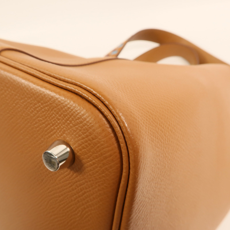 HERMES Epsom皮革Picotin MM銀扣手挽袋Gold-13