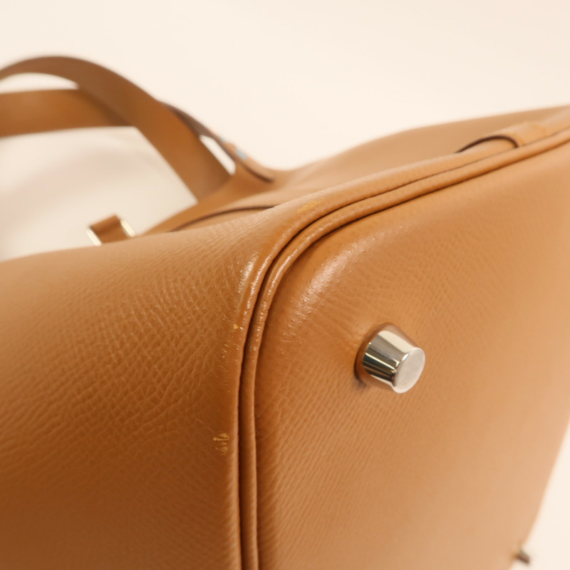 HERMES Epsom皮革Picotin MM銀扣手挽袋Gold-14