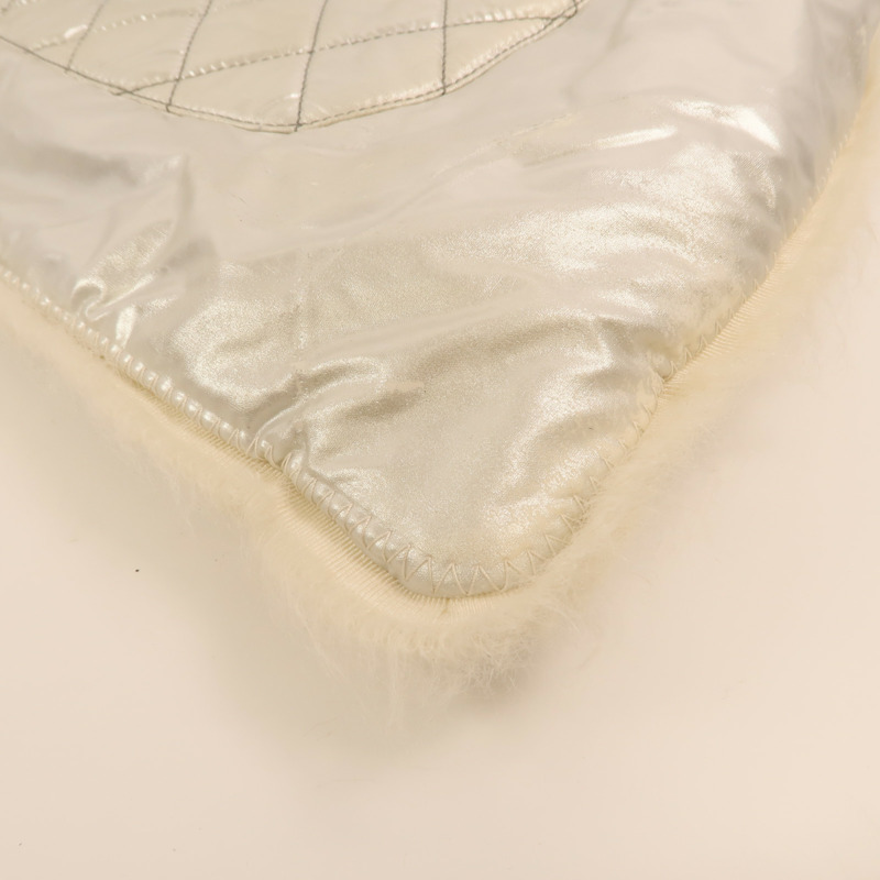 CHANEL PVC/羊毛Vinyl Mohair CC Bonbons Tote銀扣鏈帶肩背袋-13