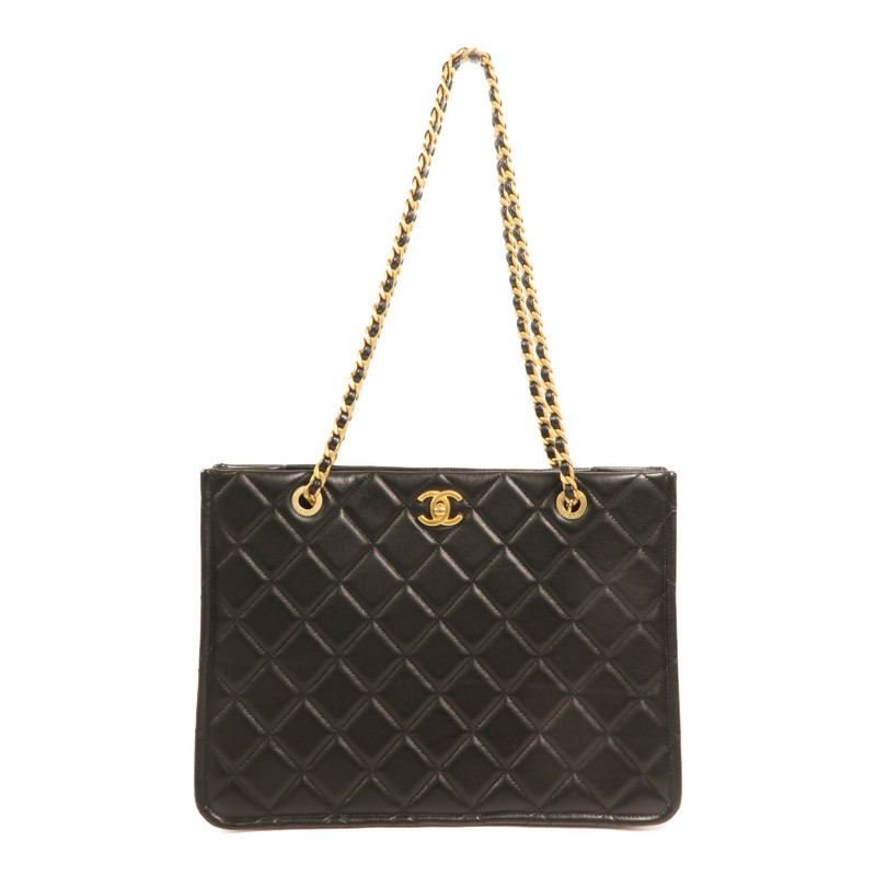 CHANEL 牛皮皮革Quilted Timeless CC Chain Tote金扣鏈帶肩背袋-0