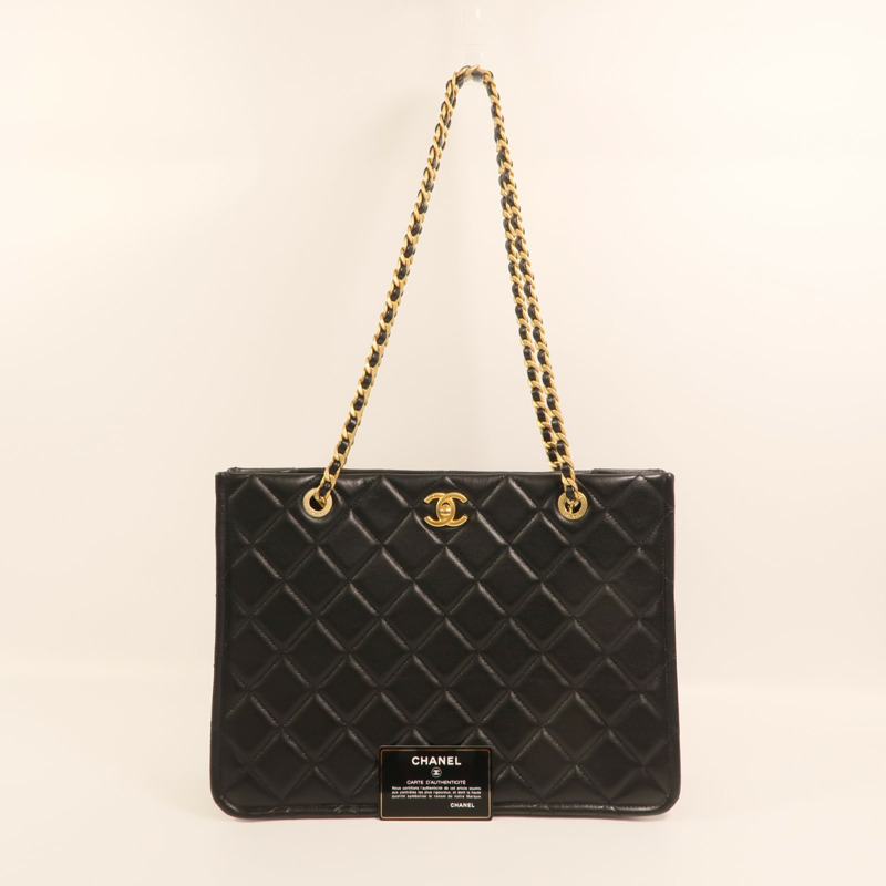 CHANEL 牛皮皮革Quilted Timeless CC Chain Tote金扣鏈帶肩背袋-10