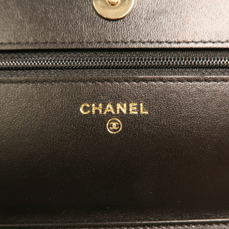CHANEL 羊皮皮革WOC Wallet On Chain金扣鏈帶肩背袋-5