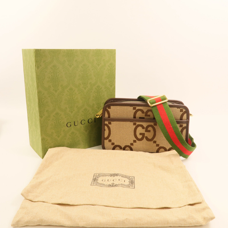 GUCCI 帆布Jumbo GG Mini金扣肩背袋-9