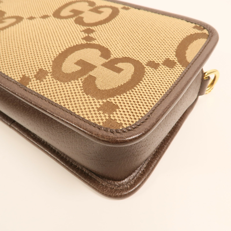 GUCCI 帆布Jumbo GG Mini金扣肩背袋-12