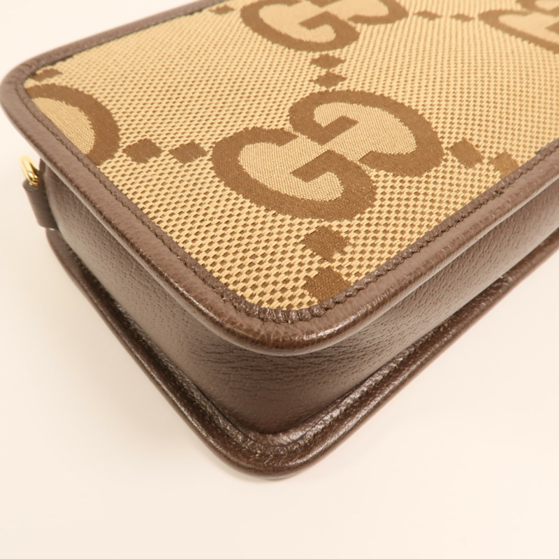GUCCI 帆布Jumbo GG Mini金扣肩背袋-13